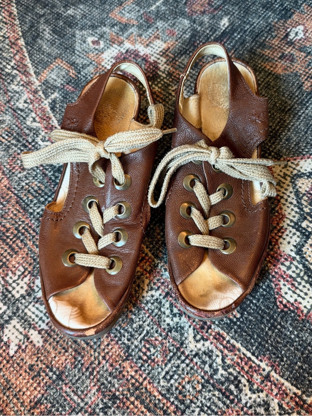 Fly London Women’s Dark Brown Lace-Up Open-Toe Wedge Sandals